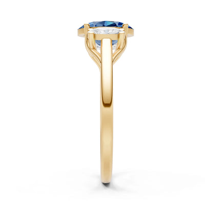 London Blue Topaz Three Oval Cut Stone Ring