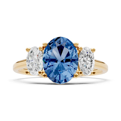 London Blue Topaz Three Oval Cut Stone Ring