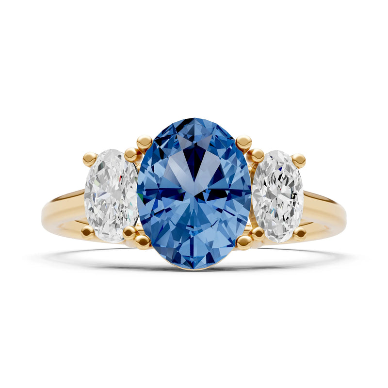 London Blue Topaz Three Oval Cut Stone Ring