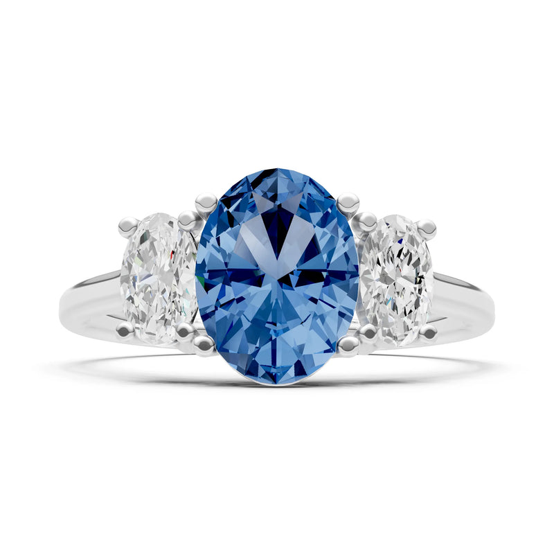 London Blue Topaz Three Oval Cut Stone Ring