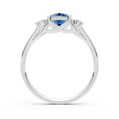 London Blue Topaz Three Oval Cut Stone Ring