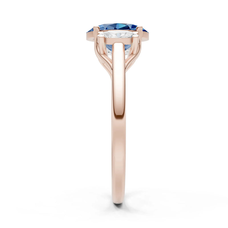 London Blue Topaz Three Oval Cut Stone Ring