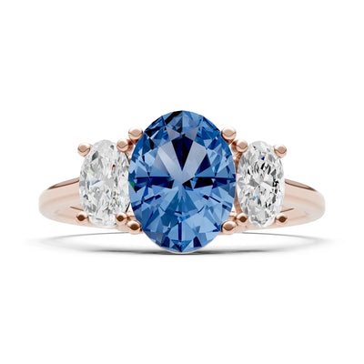 London Blue Topaz Three Oval Cut Stone Ring