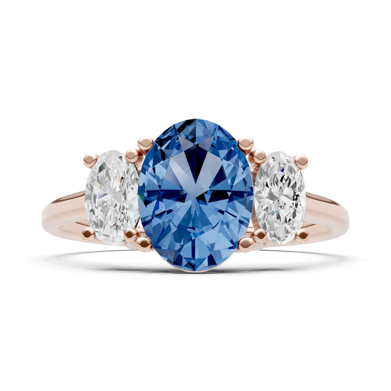 London Blue Topaz Three Oval Cut Stone Ring
