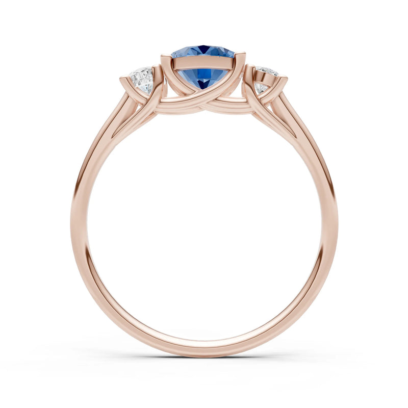 London Blue Topaz Three Oval Cut Stone Ring