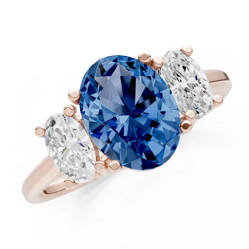 London Blue Topaz Three Oval Cut Stone Ring