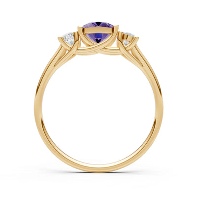 Amethyst Three Oval Cut Stone Ring