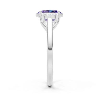 Amethyst Three Oval Cut Stone Ring