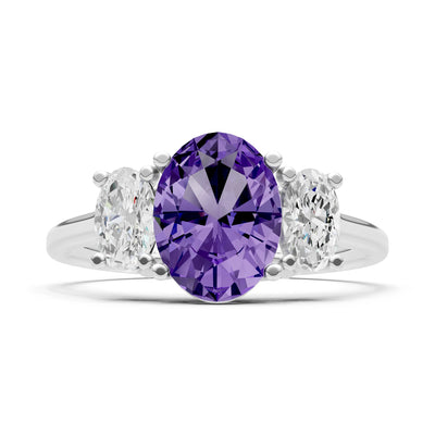Amethyst Three Oval Cut Stone Ring