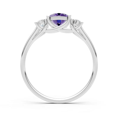 Amethyst Three Oval Cut Stone Ring