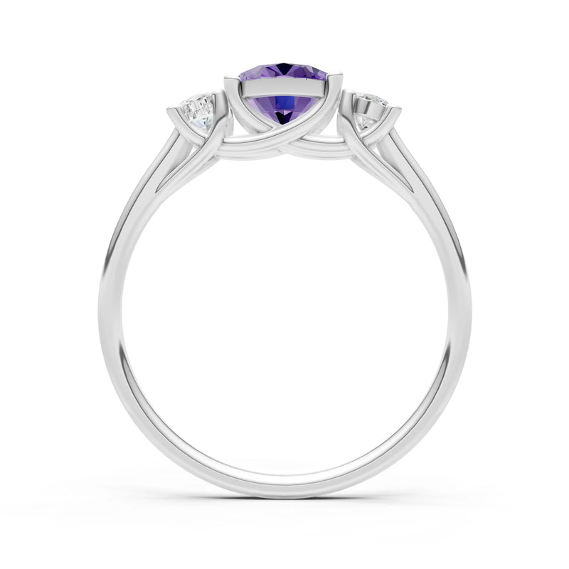 Amethyst Three Oval Cut Stone Ring