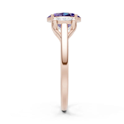 Amethyst Three Oval Cut Stone Ring