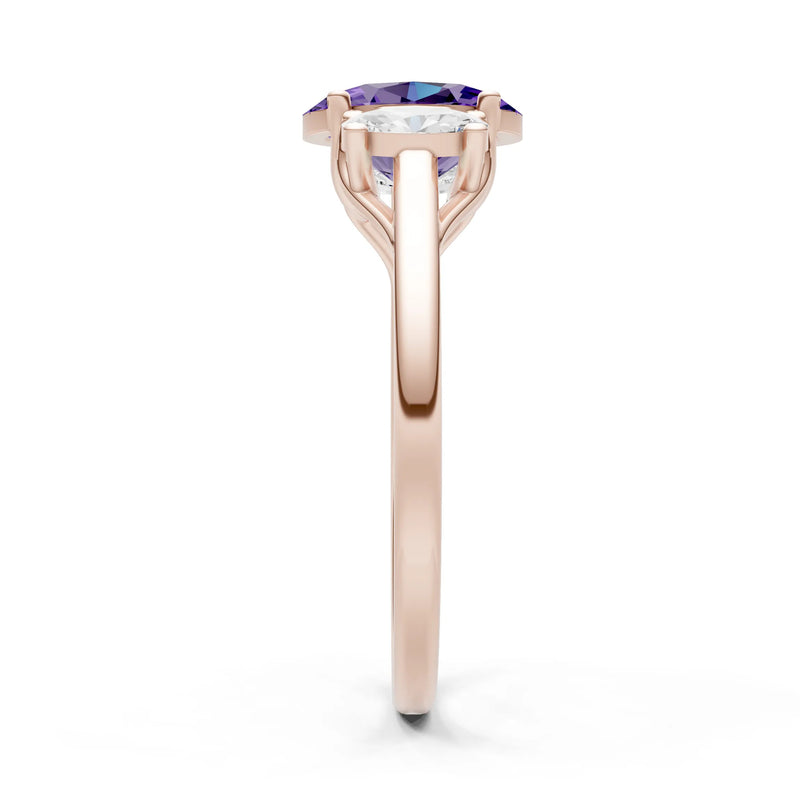 Amethyst Three Oval Cut Stone Ring