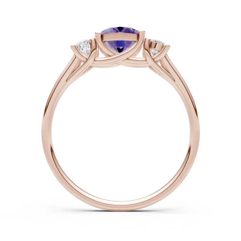 Amethyst Three Oval Cut Stone Ring