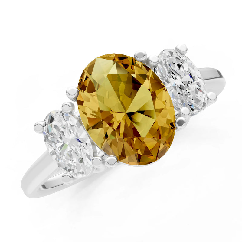 Citrine Three Oval Cut Stone Ring