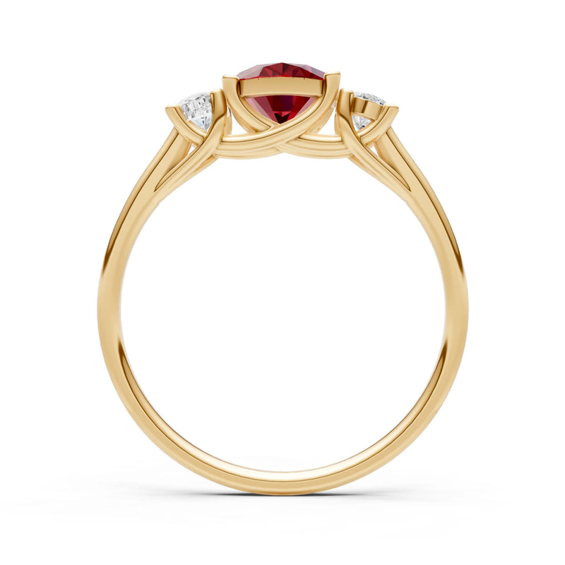 Garnet Three Oval Cut Stone Ring
