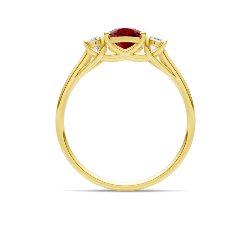 Garnet Three Oval Cut Stone Ring