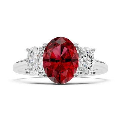 Garnet Three Oval Cut Stone Ring
