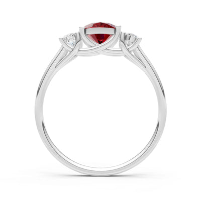 Garnet Three Oval Cut Stone Ring