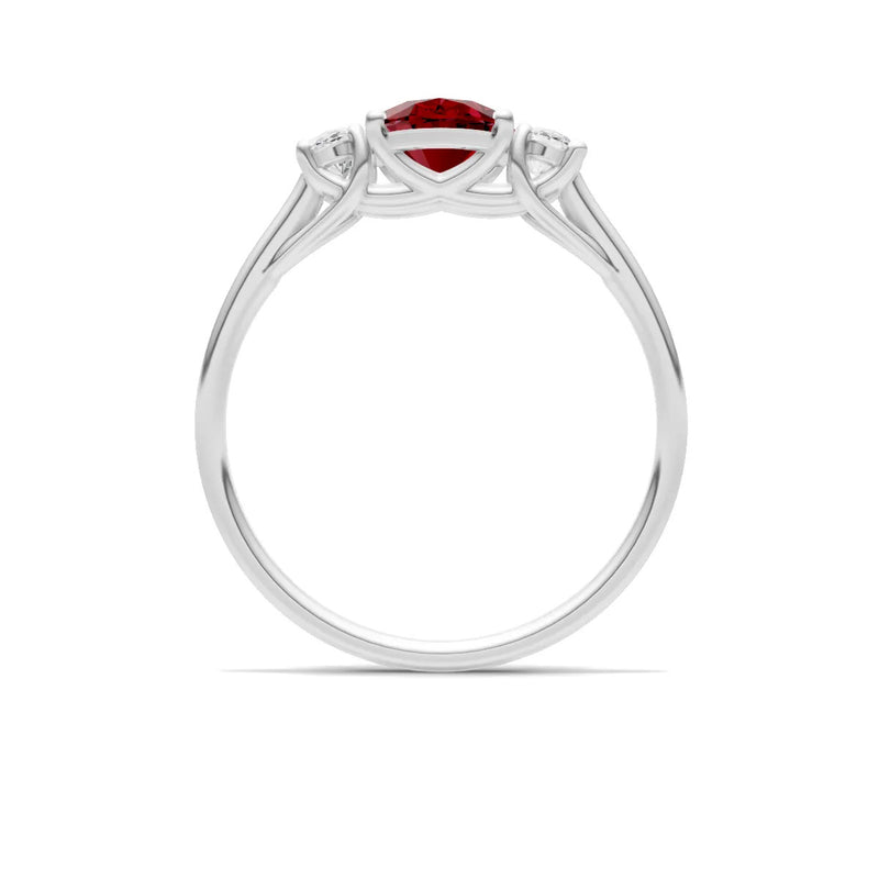 Garnet Three Oval Cut Stone Ring