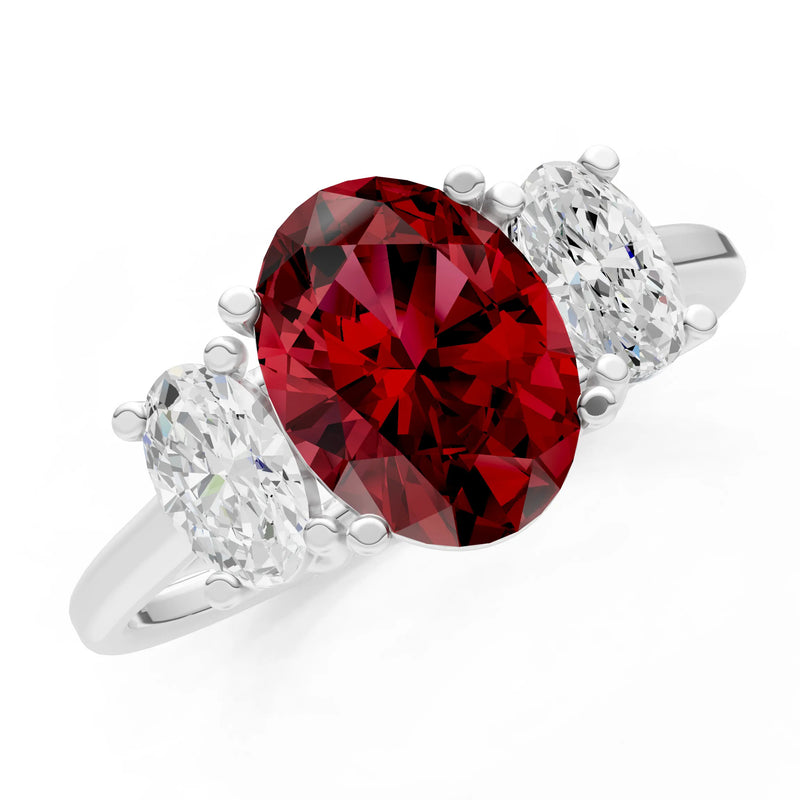Garnet Three Oval Cut Stone Ring