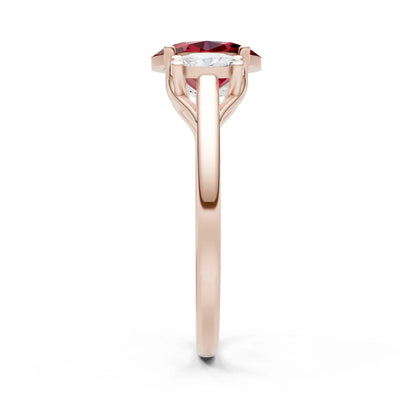 Garnet Three Oval Cut Stone Ring