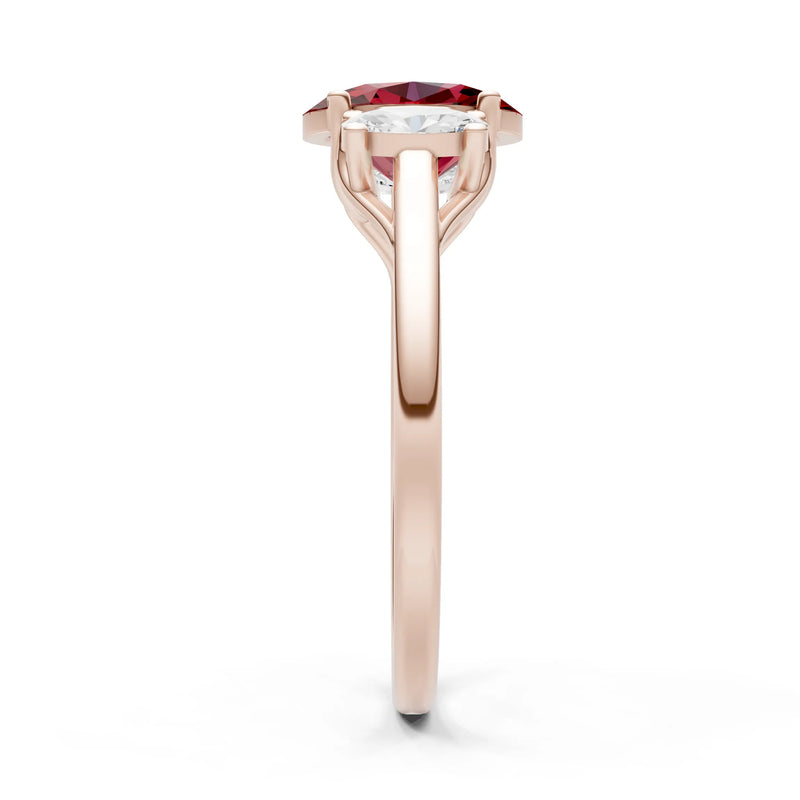 Garnet Three Oval Cut Stone Ring