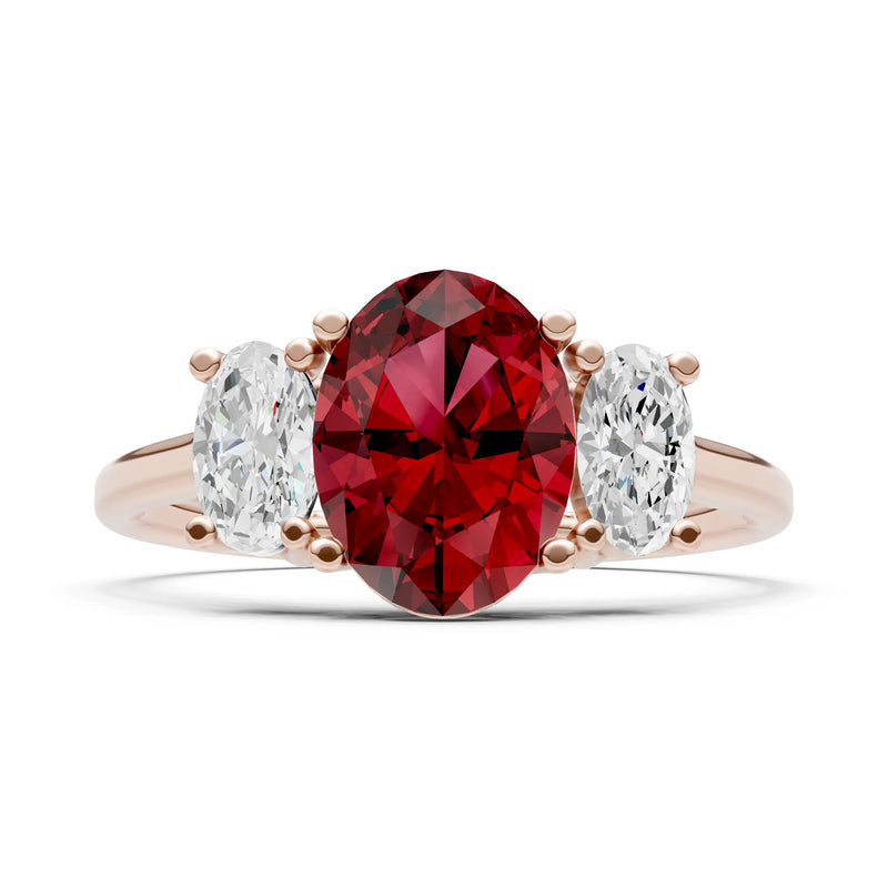Garnet Three Oval Cut Stone Ring
