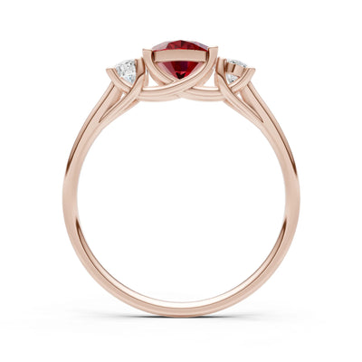 Garnet Three Oval Cut Stone Ring