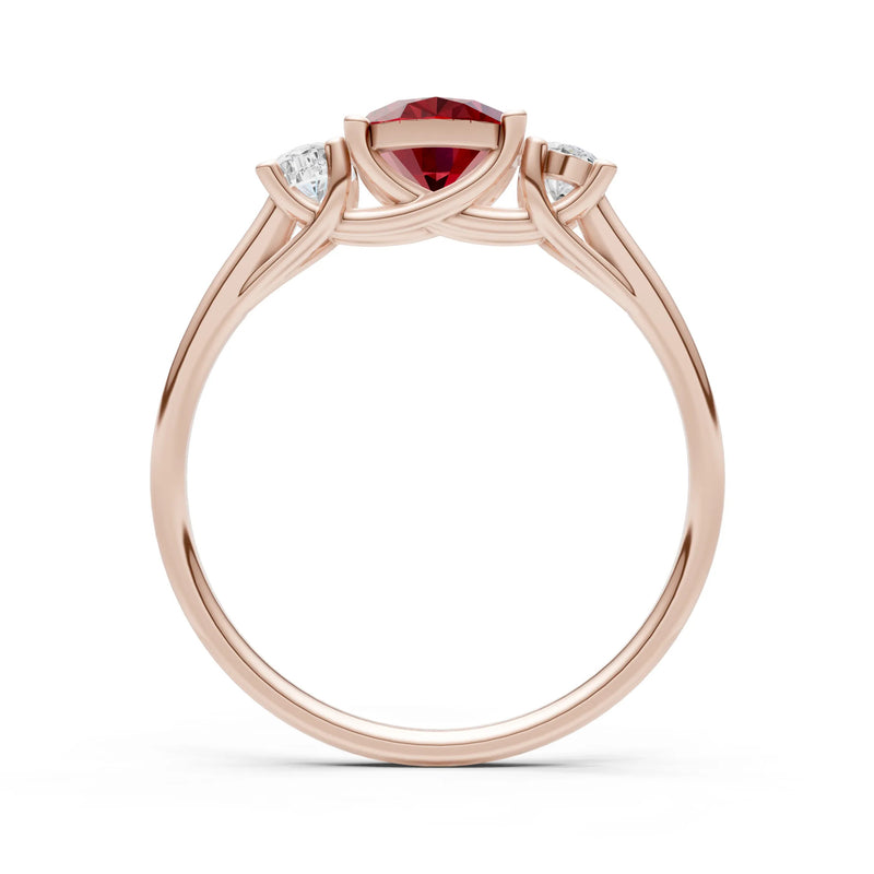 Garnet Three Oval Cut Stone Ring