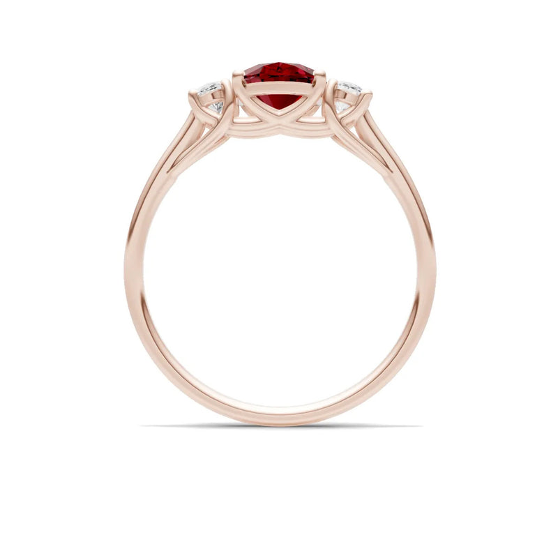 Garnet Three Oval Cut Stone Ring