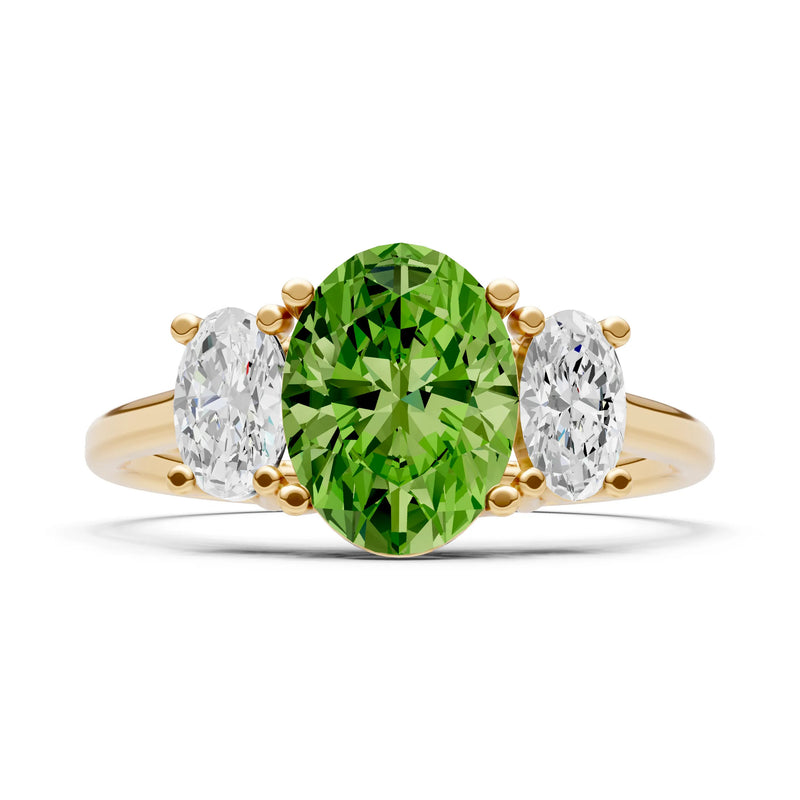 Peridot Three Oval Cut Stone Ring