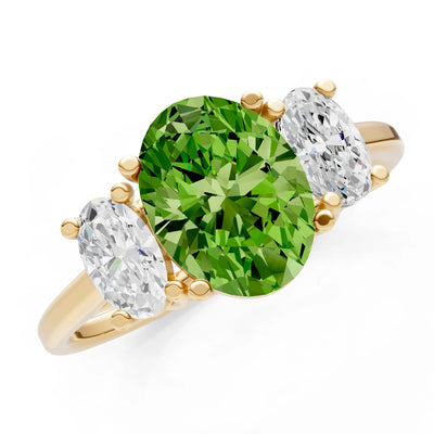 Peridot Three Oval Cut Stone Ring