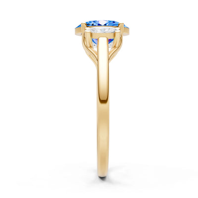 Swiss Blue Topaz Three Oval Cut Stone Ring