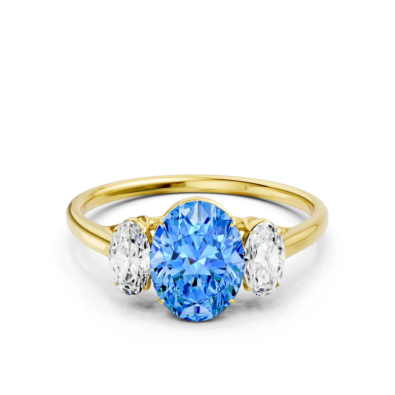 Swiss Blue Topaz Three Oval Cut Stone Ring