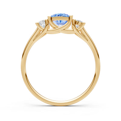 Swiss Blue Topaz Three Oval Cut Stone Ring