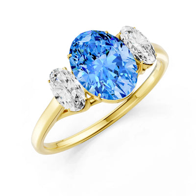 Swiss Blue Topaz Three Oval Cut Stone Ring