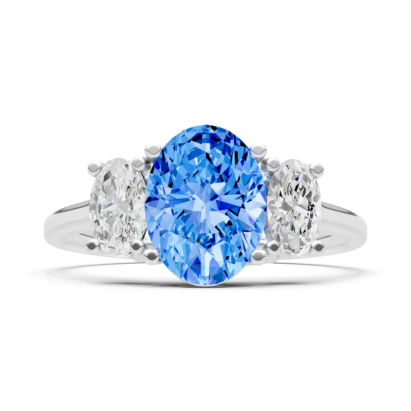 Swiss Blue Topaz Three Oval Cut Stone Ring