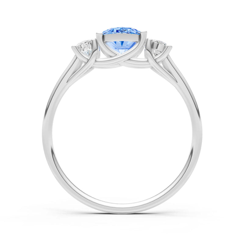 Swiss Blue Topaz Three Oval Cut Stone Ring