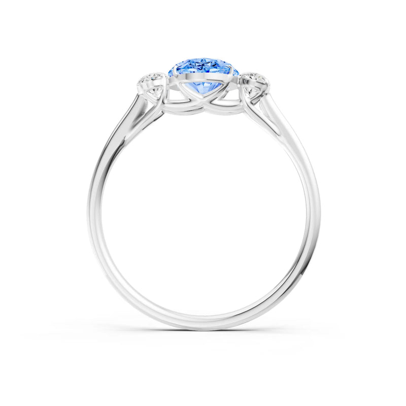 Swiss Blue Topaz Three Oval Cut Stone Ring