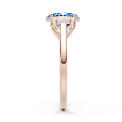 Swiss Blue Topaz Three Oval Cut Stone Ring