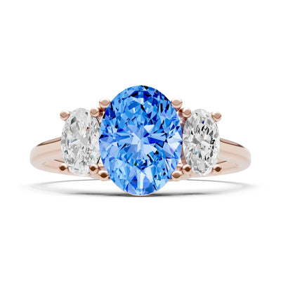 Swiss Blue Topaz Three Oval Cut Stone Ring