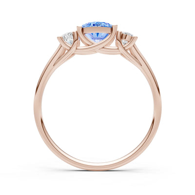 Swiss Blue Topaz Three Oval Cut Stone Ring
