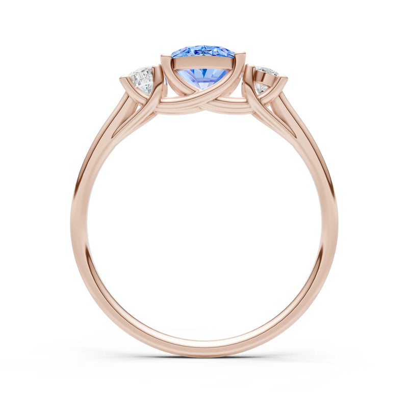 Swiss Blue Topaz Three Oval Cut Stone Ring