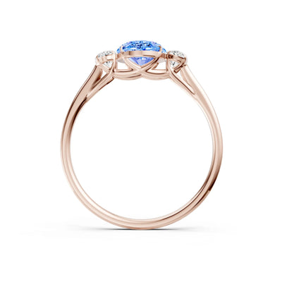 Swiss Blue Topaz Three Oval Cut Stone Ring