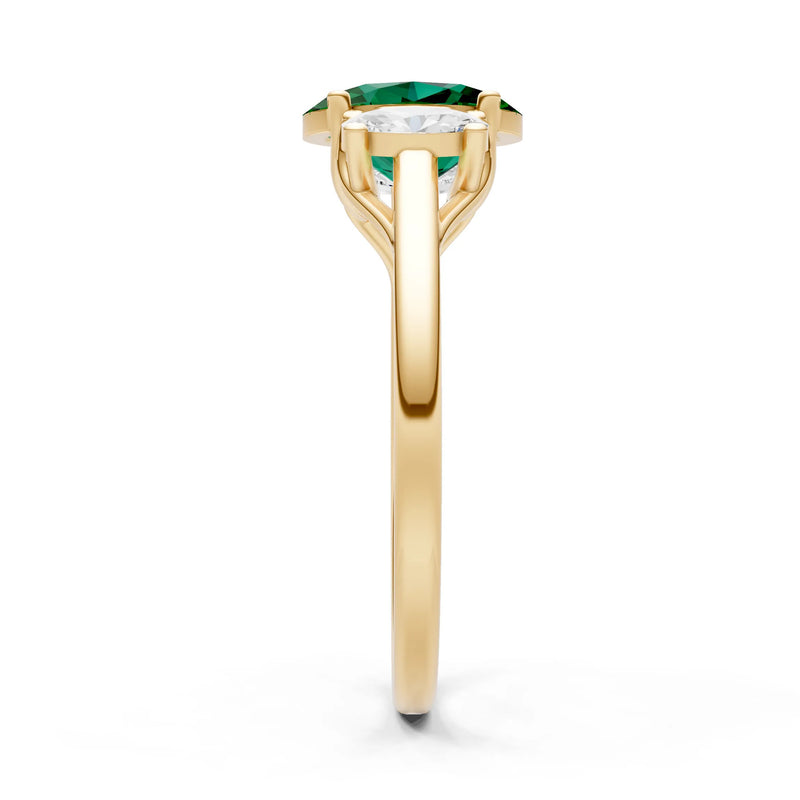 Emerald Three Oval Cut Stone Ring