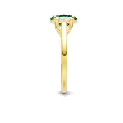 Emerald Three Oval Cut Stone Ring
