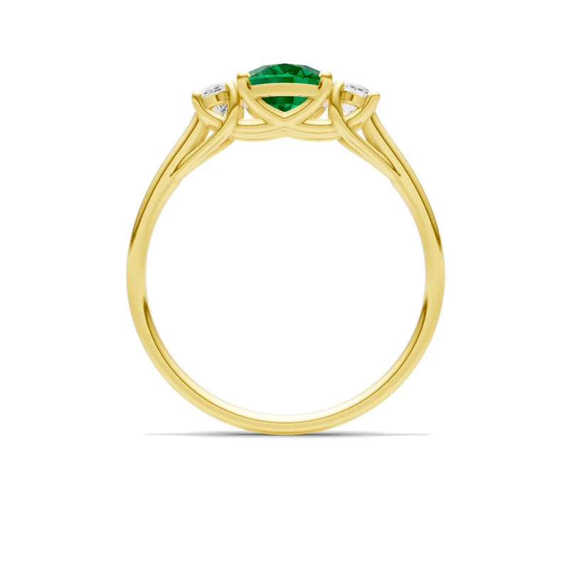 Emerald Three Oval Cut Stone Ring