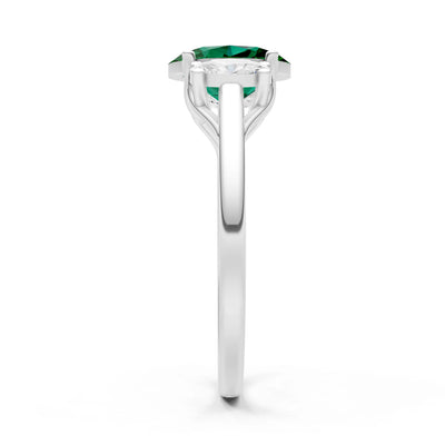 Emerald Three Oval Cut Stone Ring