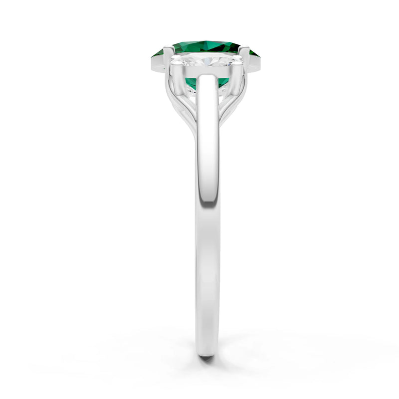 Emerald Three Oval Cut Stone Ring